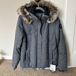 Women's Gray Fur-Trimmed Jacket Obermeyer